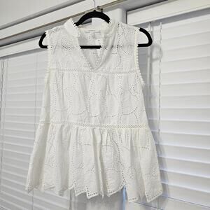 Wren & Willa Yadavi Eyelet Tank Top White Size Large
